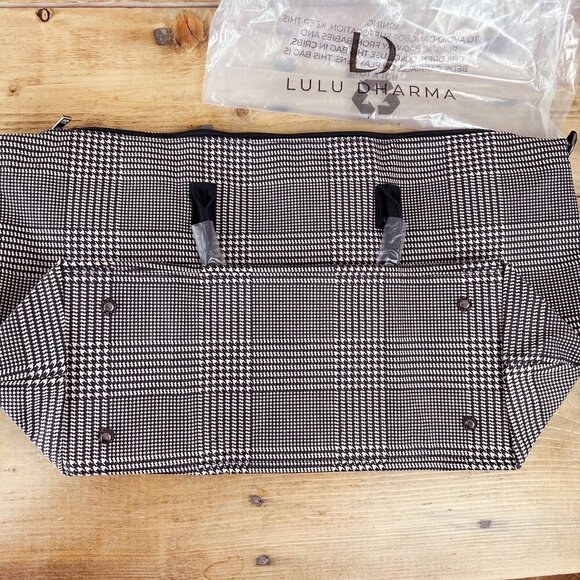 NWT Lulu Dharma Weekender Duffle Bag in Pink Plaid Fraiser‎ Houndstooth - Picture 4 of 6